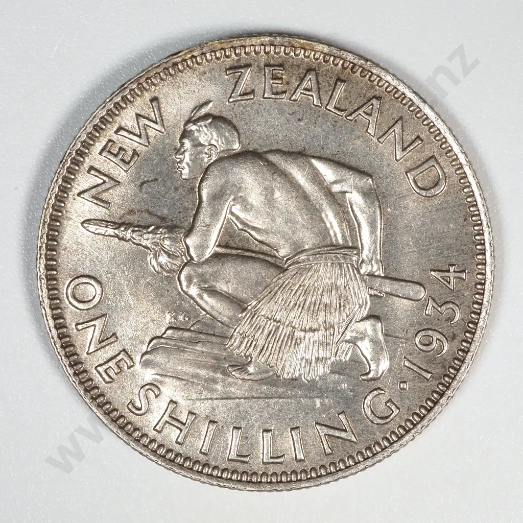 1934 New Zealand Shilling UNC CV $550 Image 1++