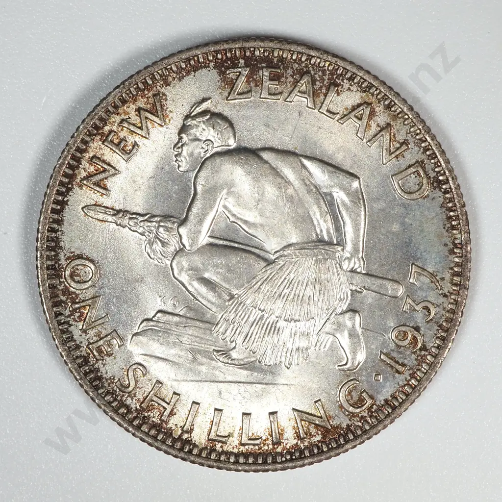1937 New Zealand Shilling UNC CV $350 Image 1++
