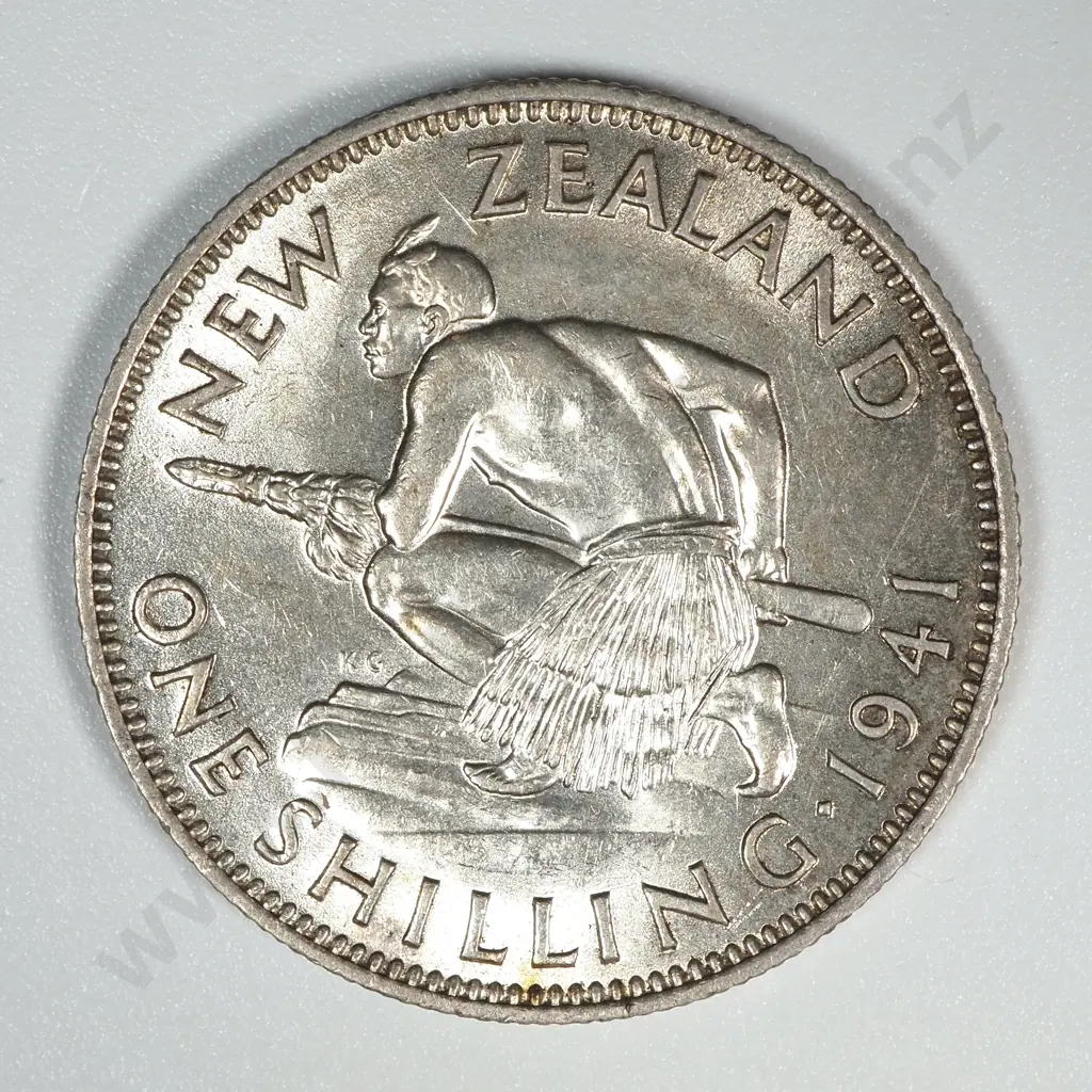 1941 New Zealand Shilling AUNC CV $500 Image 1++