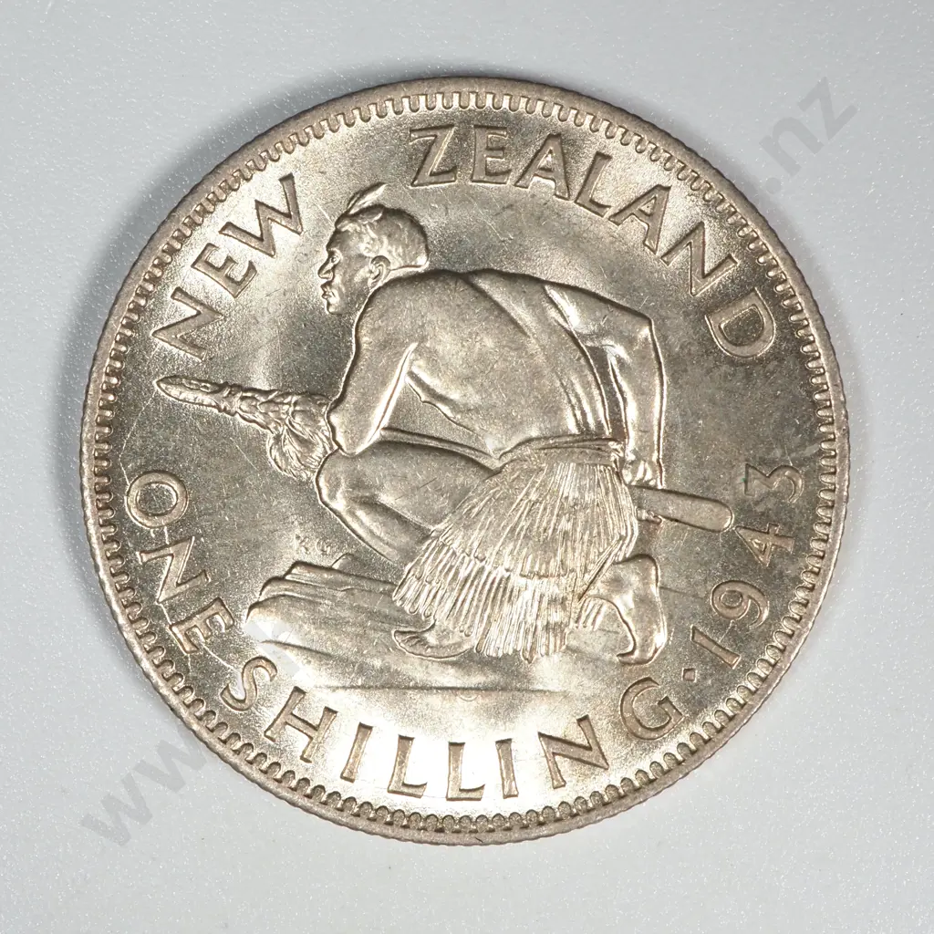 1943 New Zealand Shilling UNC CV $400 Image 1++