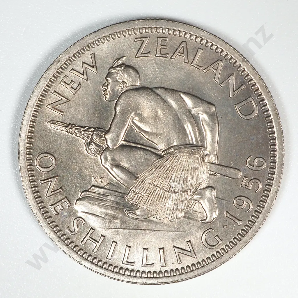 1956 New Zealand Shilling AUNC CV $40 Image 1++
