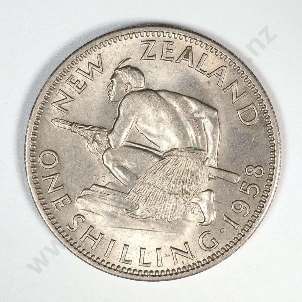 1958 New Zealand Shilling UNC CV $60 Image 1++