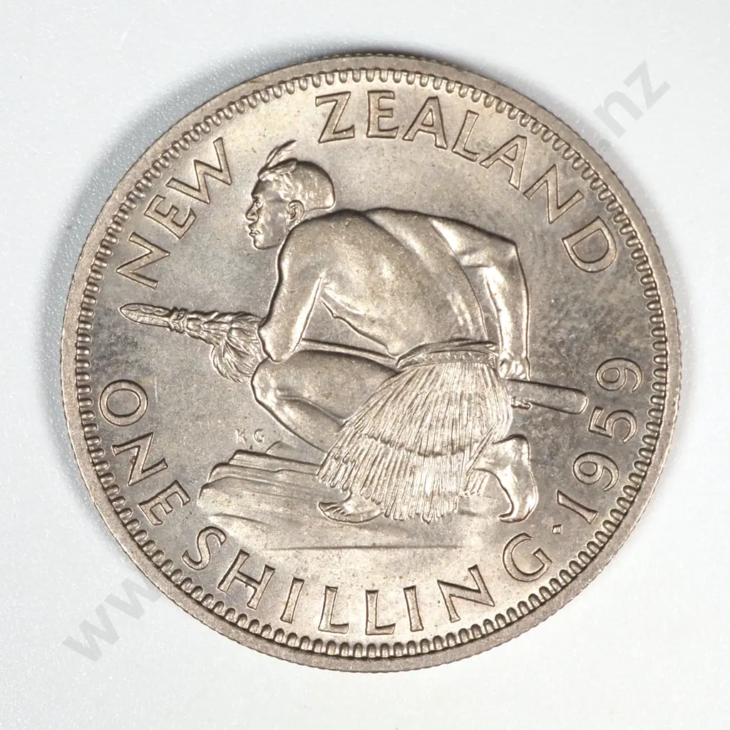 1959 New Zealand Shilling AUNC CV $40 Image 1++
