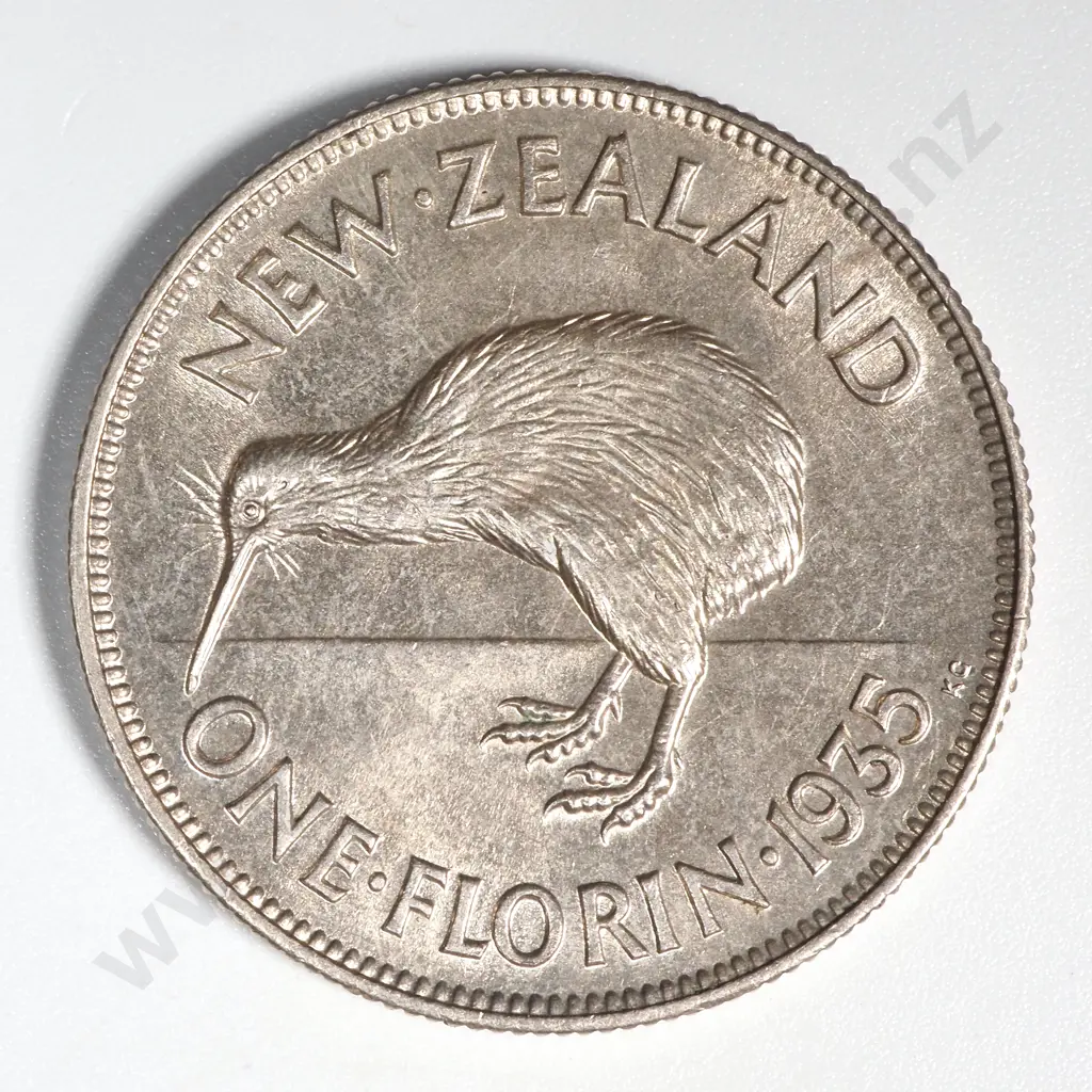 1935 New Zealand Florin UNC CV $1000 Image 1++