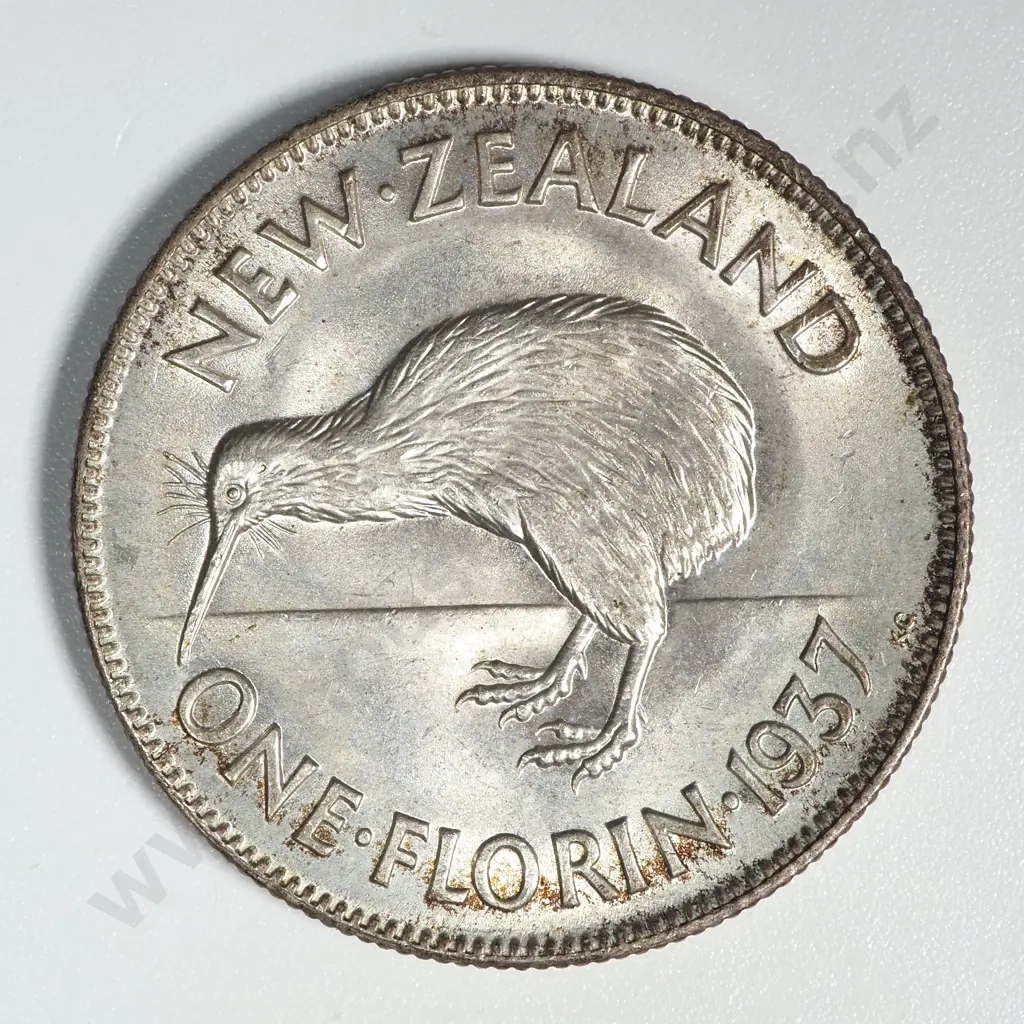1937 New Zealand Florin UNC CV $450 Image 1++