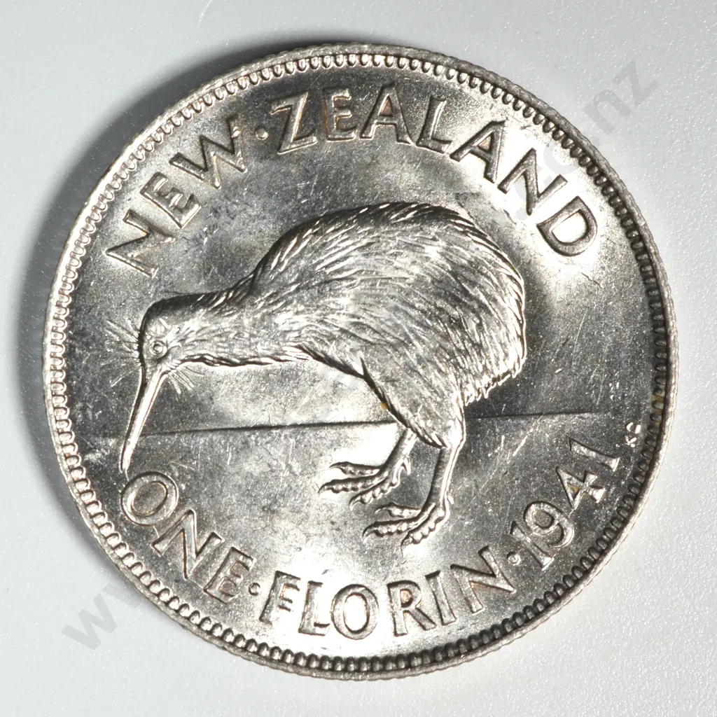 1941 New Zealand Florin UNC CV $400 Image 1++