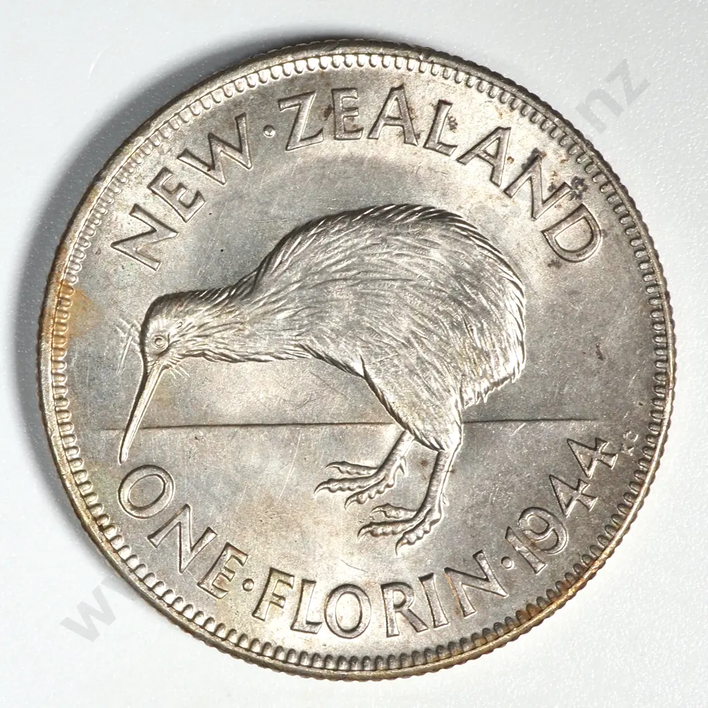 1944 New Zealand Florin AUNC CV $500 Image 1++