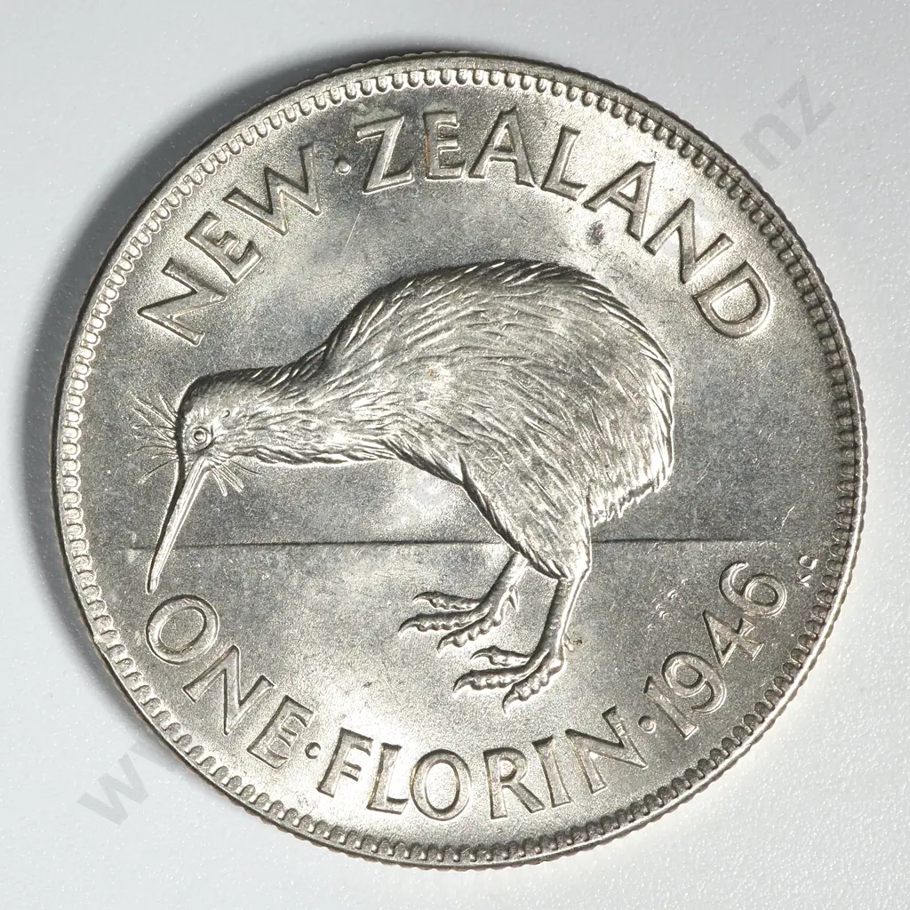1946 New Zealand Florin UNC CV $400 Image 1++