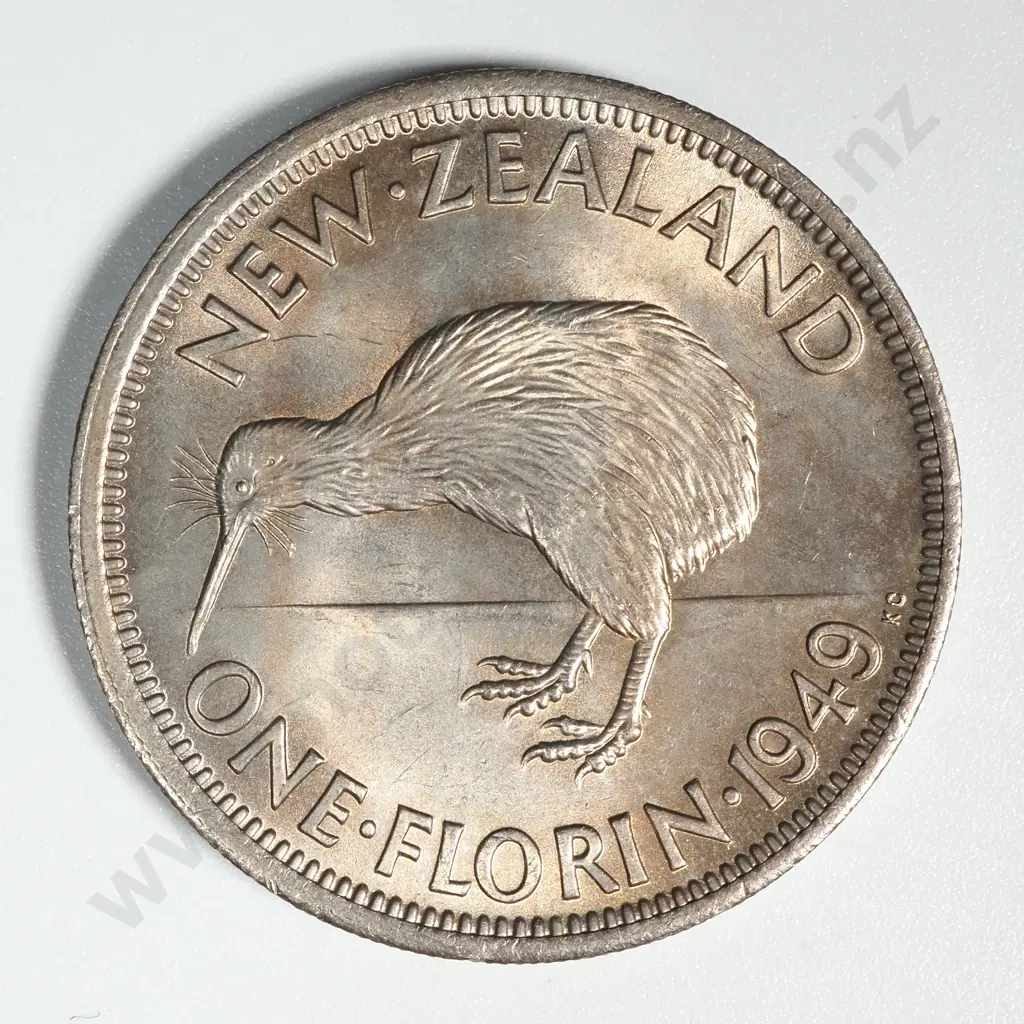 1949 New Zealand Florin UNC CV $150 Image 1++