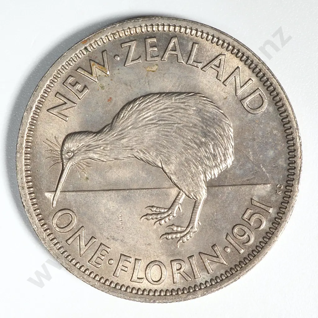 1951 New Zealand Florin UNC CV $90 Image 1++