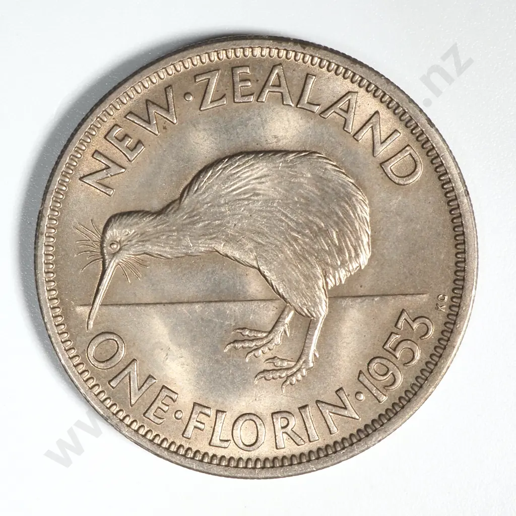 1953 New Zealand Florin UNC CV $90 Image 1++