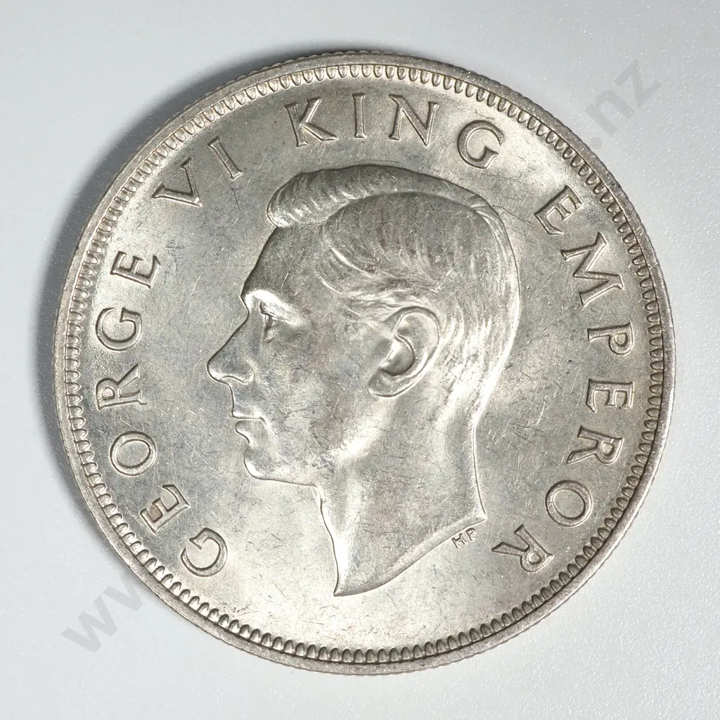 1942 New Zealand Half Crown AUNC CV $225 Image 1++