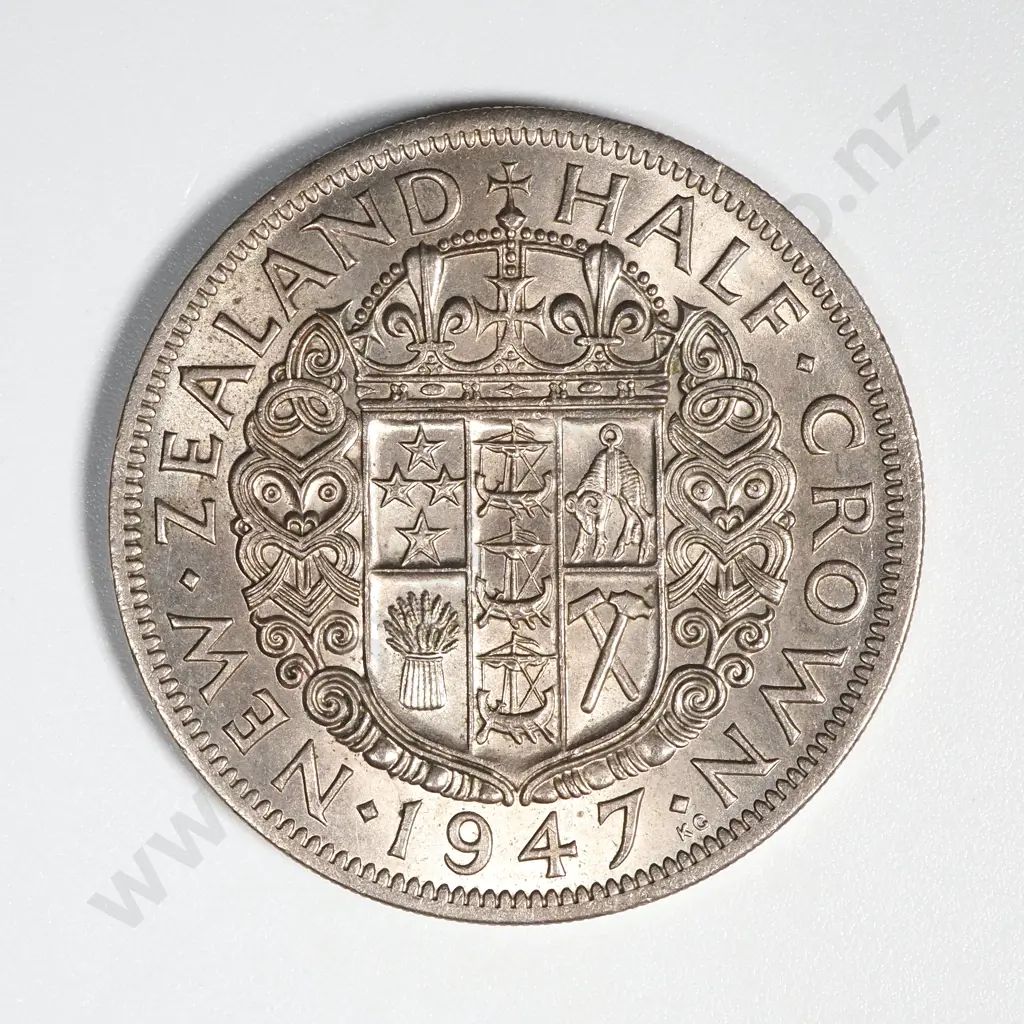 1947 New Zealand Half Crown UNC CV $650 Image 1++