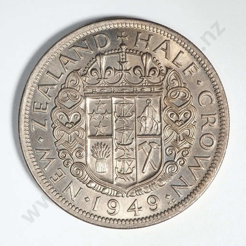 1949 New Zealand Half Crown UNC CV $650 Image 1++