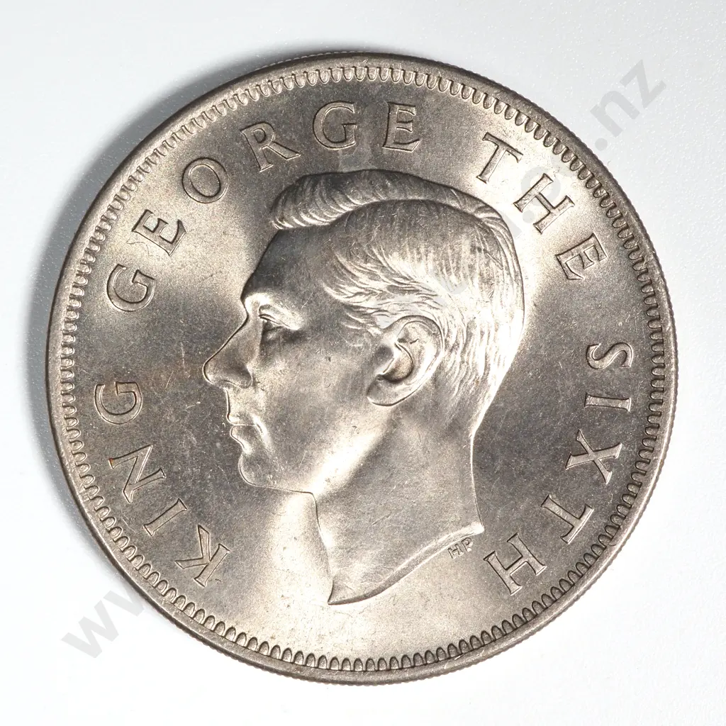 1950 Die I New Zealand Half Crown BUNC CV $200 Image 1++