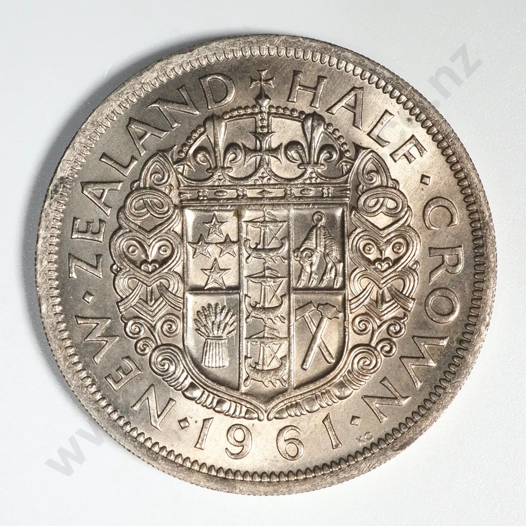 1961 New Zealand Half Crown UNC CV $90 Image 1++