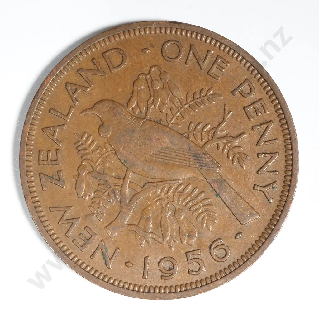 1956 New Zealand No Shoulder Strap Penny CV $60 Image 1++