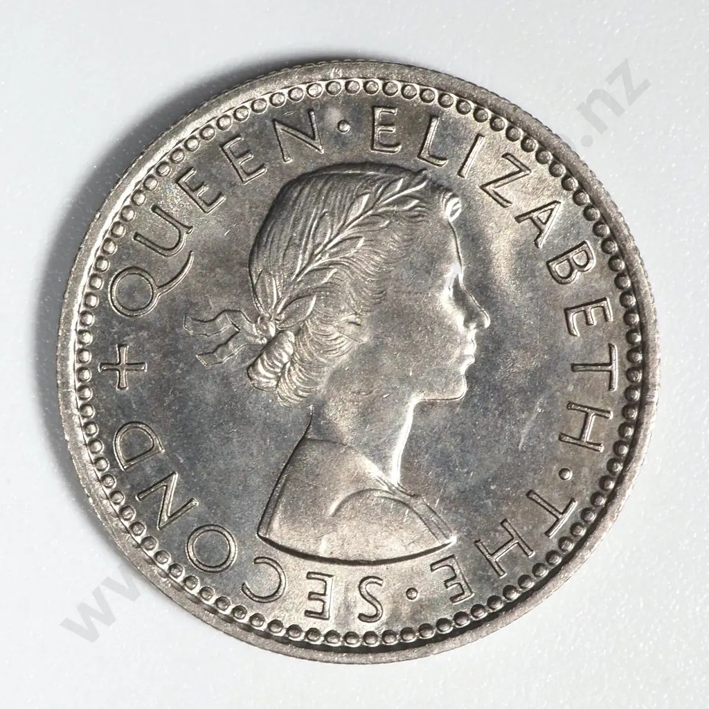1965 New Zealand Broken Wing Sixpence Coin UNC CV $100 Image 1++