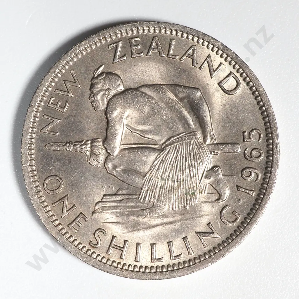 1965 New Zealand Broken Back Shilling Coin UNC CV $250 Image 1++