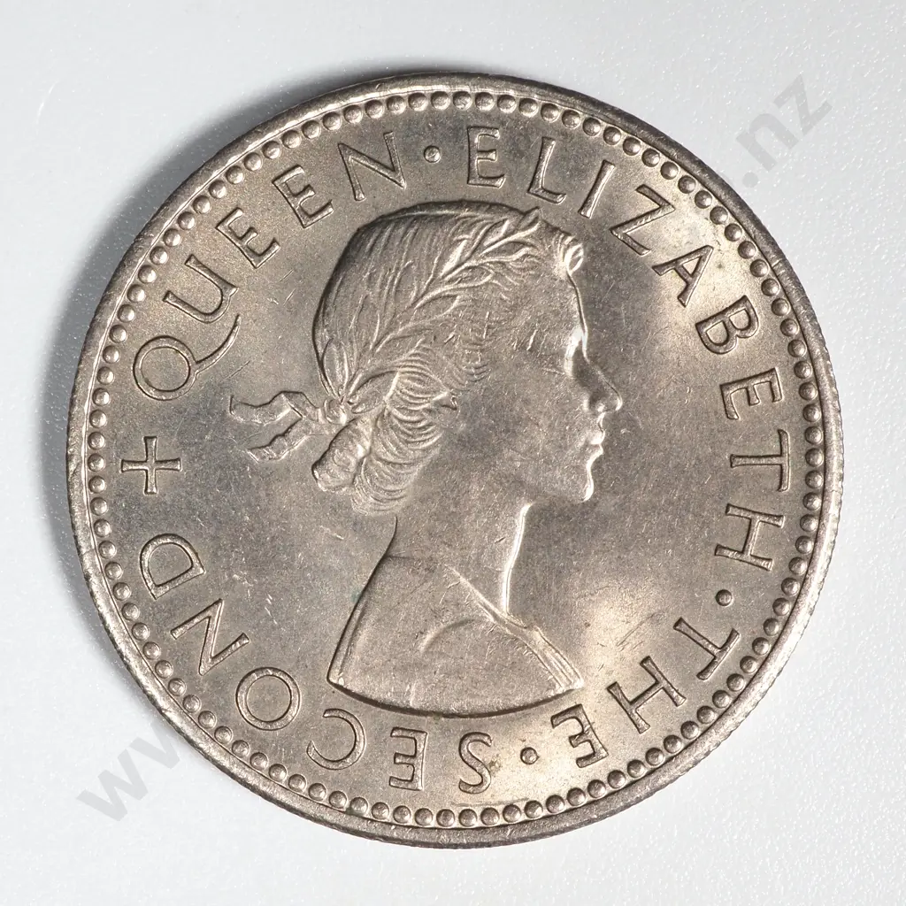 1965 New Zealand Broken Back Shilling Coin UNC CV $250 Image 1++