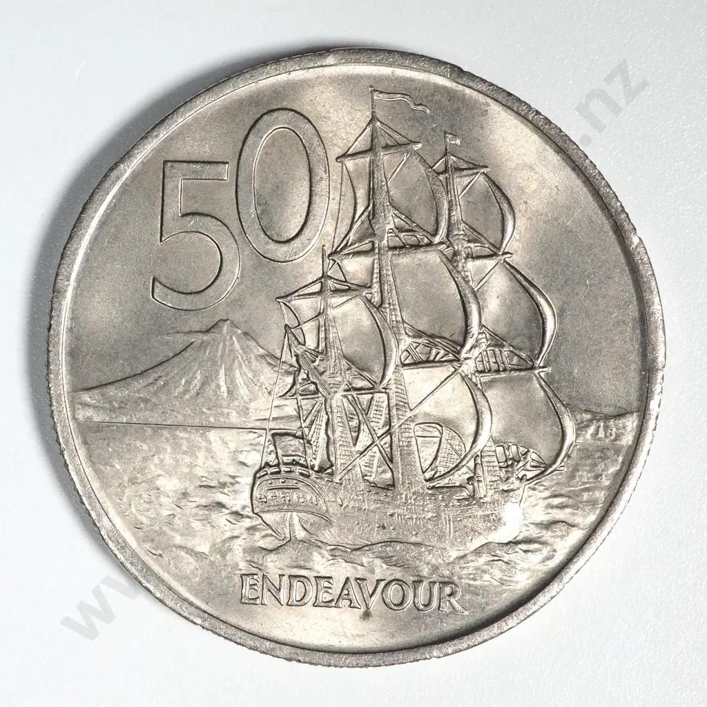 1967 New Zealand 50 Cent Coin Dot over 1 AUNC CV $100 Image 1++