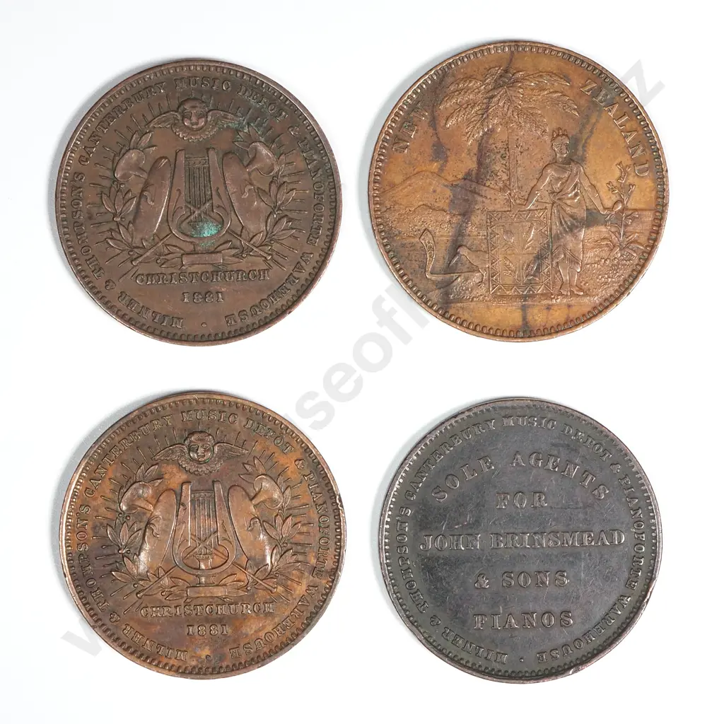 4 Different Milner + Thompson One Penny Tradesmen's Tokens Image 1++