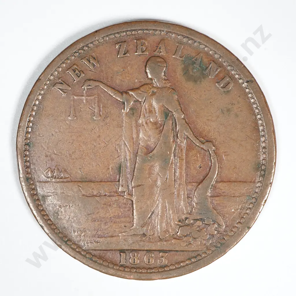 New Zealand One Penny Trade Token H Ashton Queen Street: Lampard 303c Image 1++