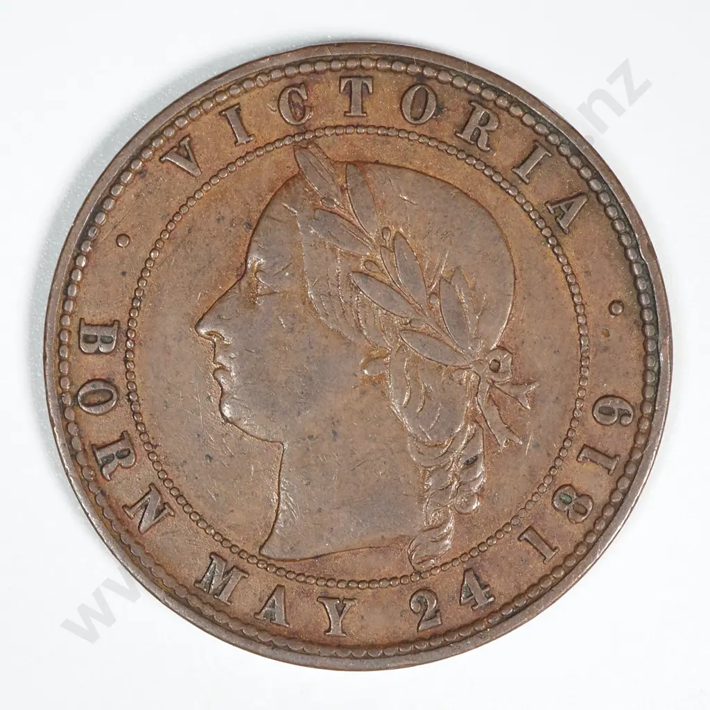 1871 New Zealand One Penny Trade Token Auckland Licensed Victuallers: Lampard 304a Image 1++