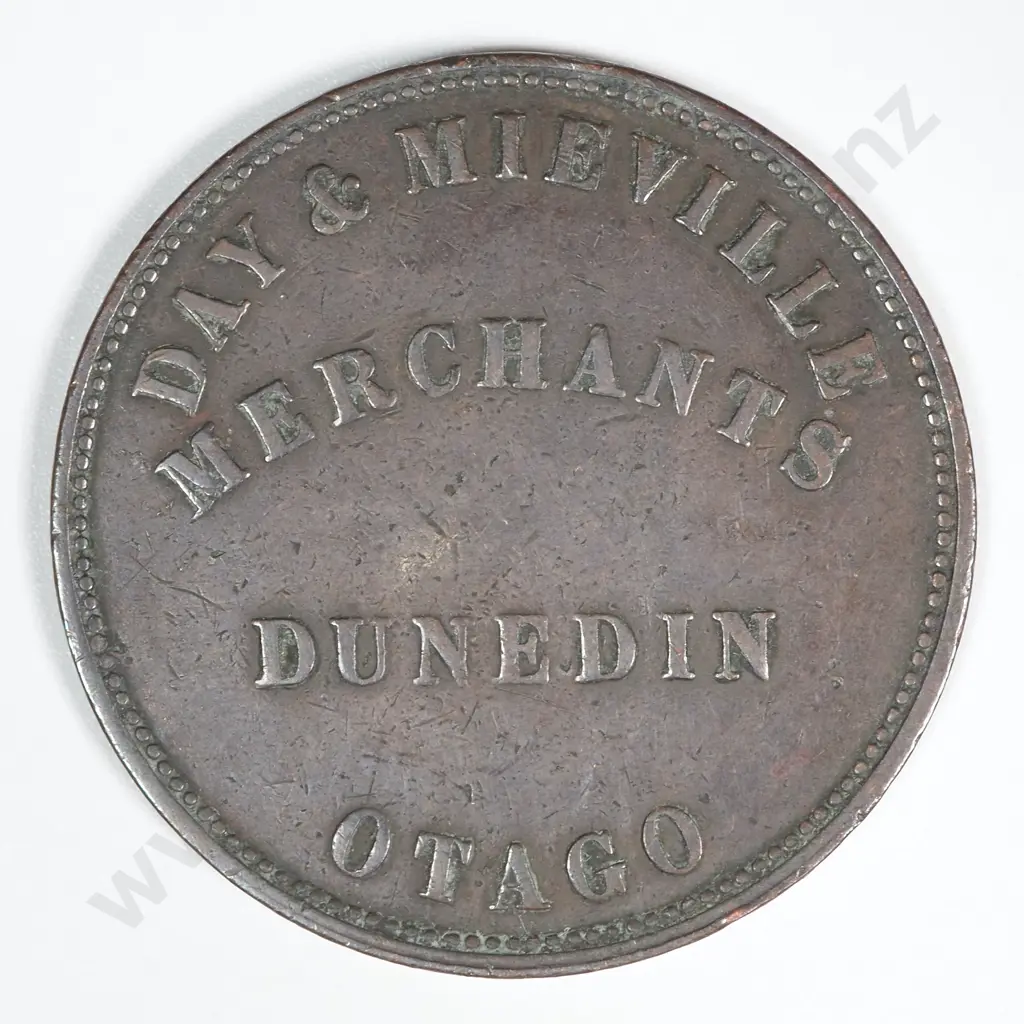 1857 New Zealand One Penny Token Day & Mieville Dunedin: Lampard 315a Image 1++