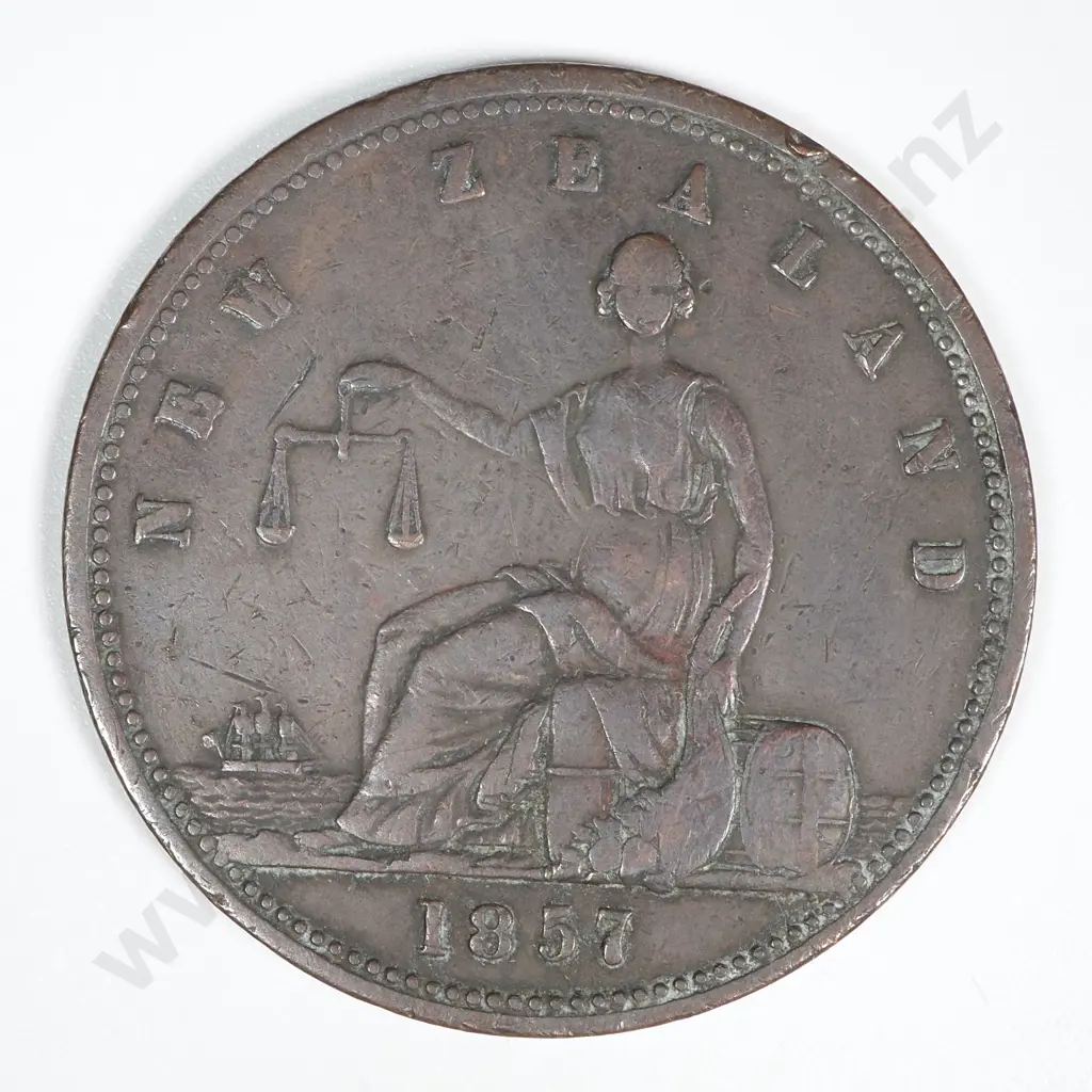 1857 New Zealand One Penny Token Day & Mieville Dunedin: Lampard 315a Image 1++