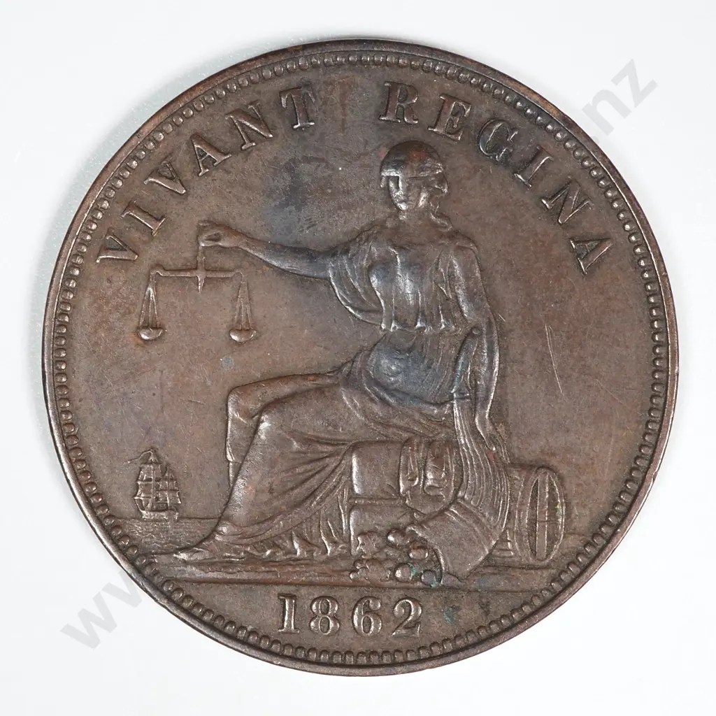1862 New Zealand One Penny Token E De Carle of Dunedin: Lampard 315b Image 1++