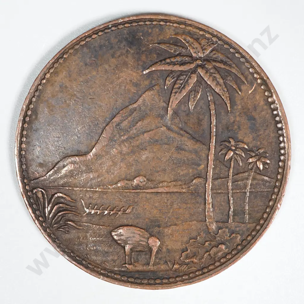 1860's New Zealand One Penny Trade Token John Gilmour New Plymouth: Lampard 318 Image 1++