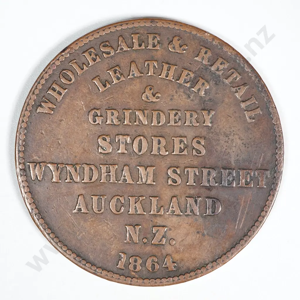1864 New Zealand One Penny Trade Token B Gittos: Lampard 319 Image 1++
