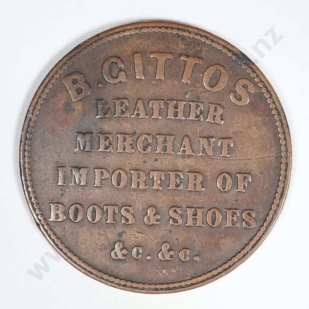 1864 New Zealand One Penny Trade Token B Gittos: Lampard 319 Image 1++