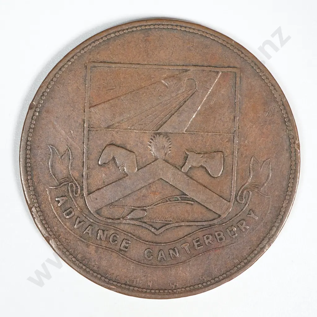 1860's New Zealand One Penny Token Hobday & Jobberns Christchurch: Lampard 323 Image 1++