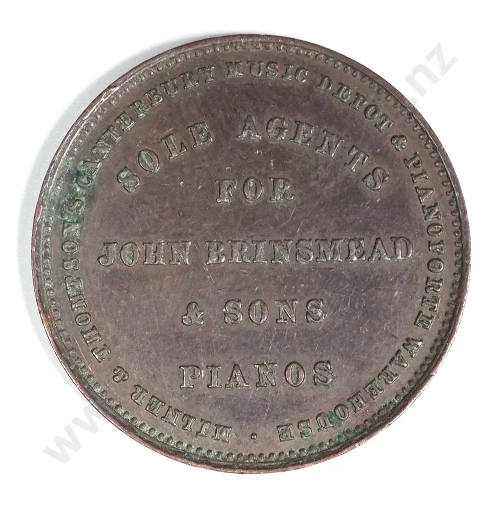 1881 New Zealand One Penny Trade Token Milner & Thompson Christchurch: Lampard 334f Image 1++