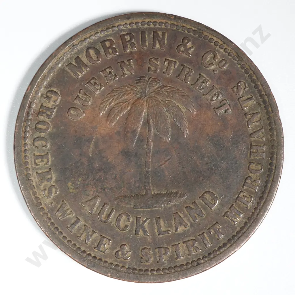 1860's New Zealand One Penny Token by Morrin & Co Auckland: Lampard 335 Image 1++