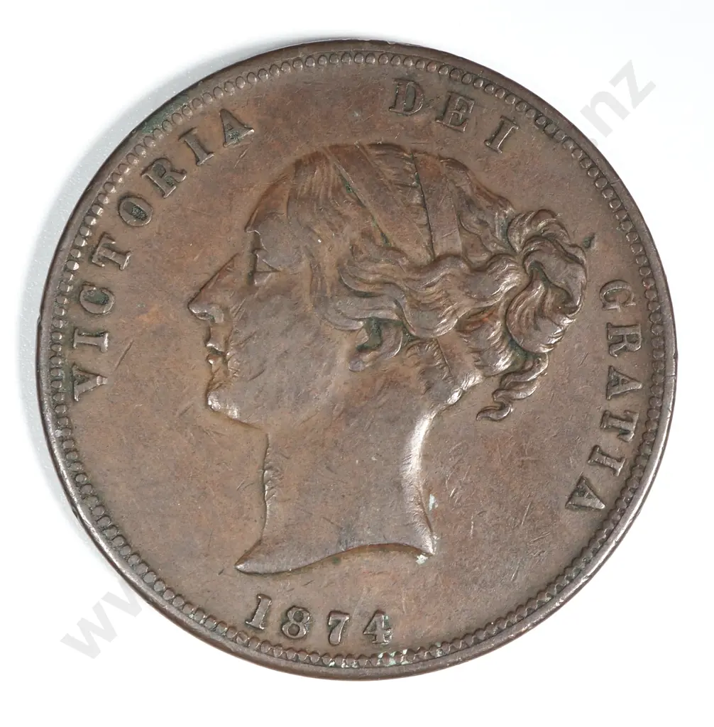 1874 New Zealand One Penny Trade Token United Service Hotel AucklandL Lampard 344a Image 1++