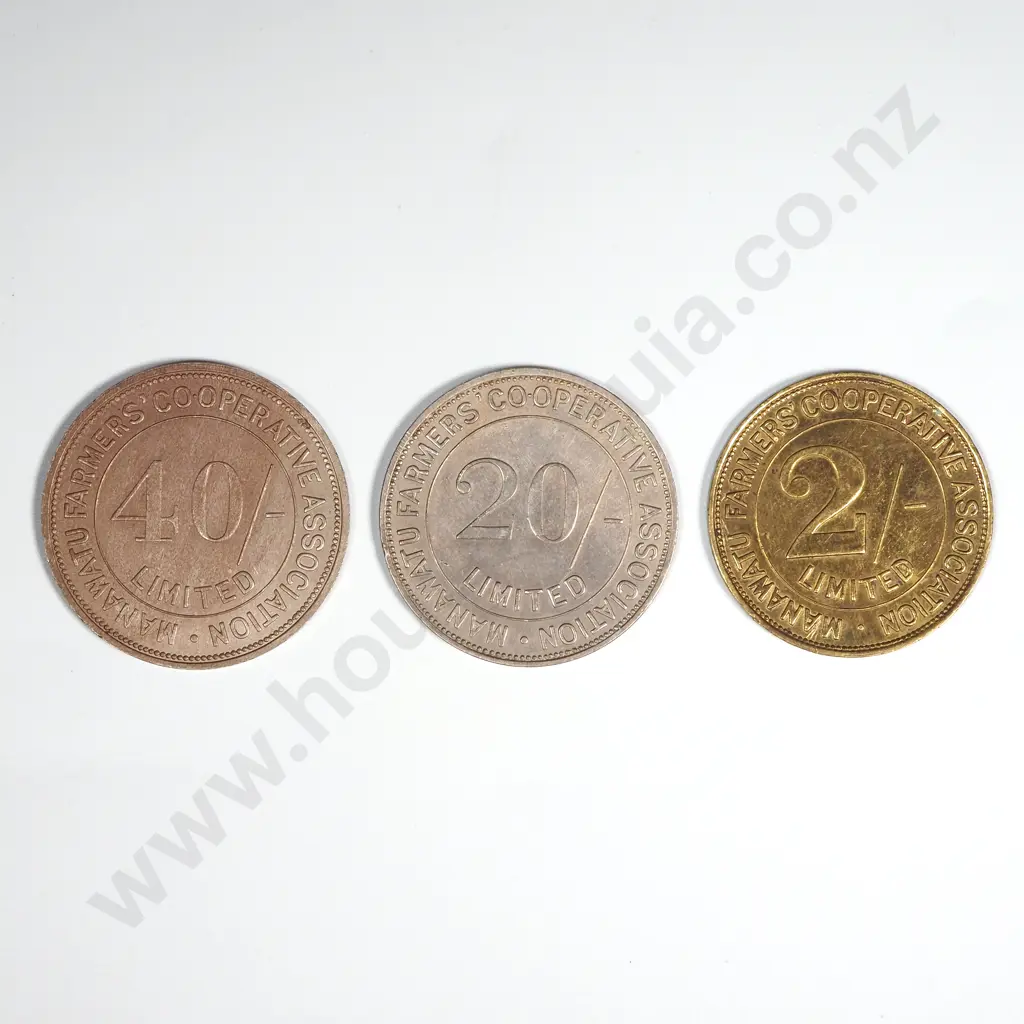 Three Manawatu Farmers Co-Op Association Tokens CV $85 Image 1++