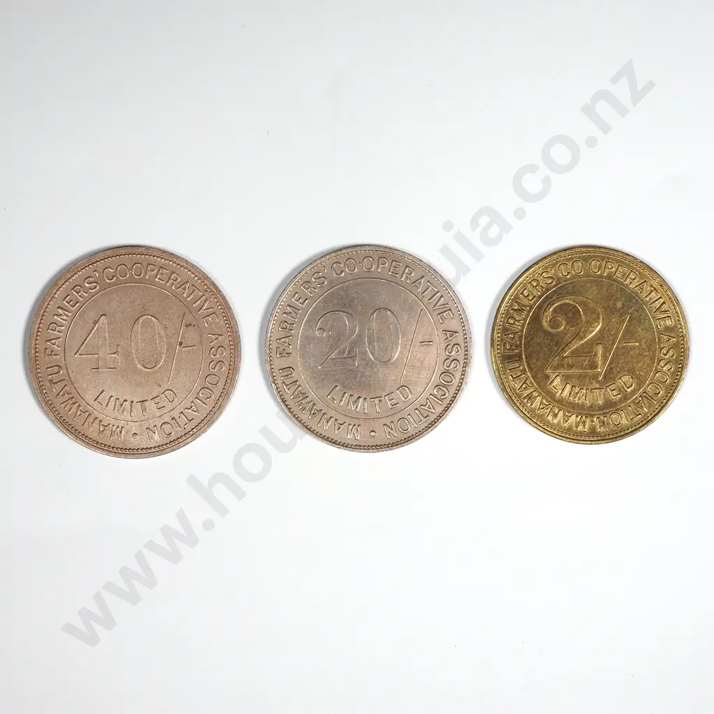 Three Manawatu Farmers Co-Op Association Tokens CV $85 Image 1++