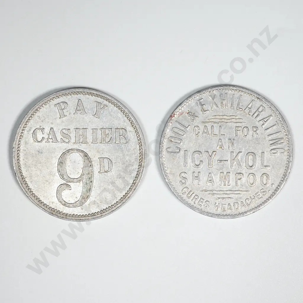 Two New Zealand Icy-Kol Shampoo Barbers Tokens CV $100 Image 1++