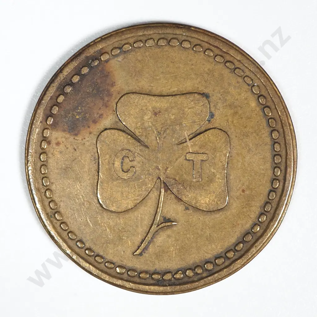 1880's Shamrock Hotel Dunedin Token CV$250 Image 1++