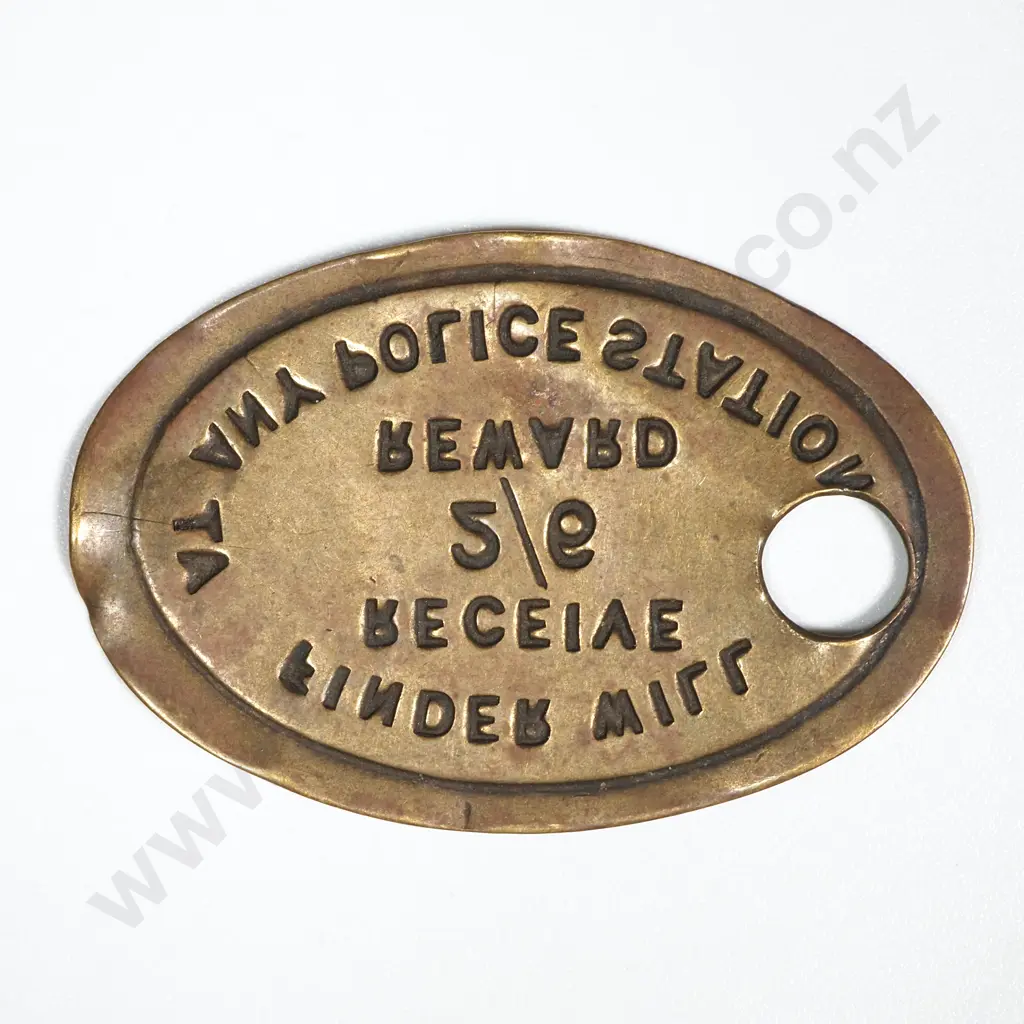 New Zealand POlice Station 2/6 Finder Reward Bracteate - Two Shillings & Sixpence CV$150 Image 1++