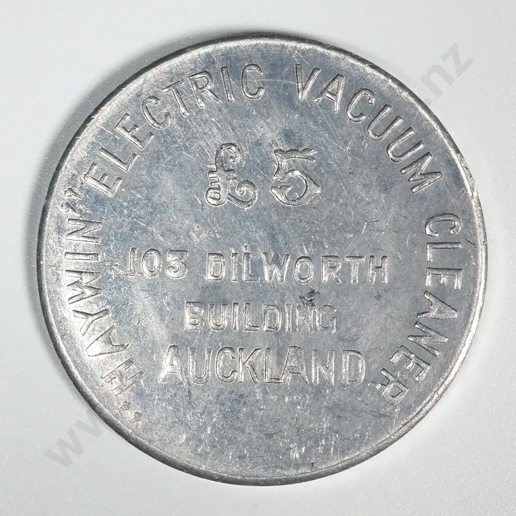 Auckland Winter Show 1938 Five Pounds Token for Haywin Electric Vacuum Cleaners CV $70 Image 1++