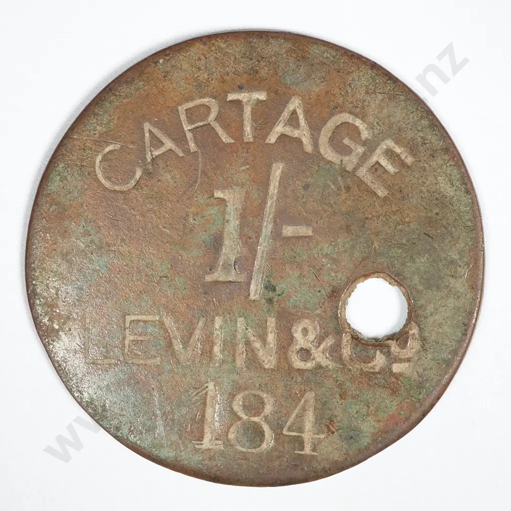 Early 1900's New Zealand Levin & Co 1/- Cartage Check CV $500 Image 1++