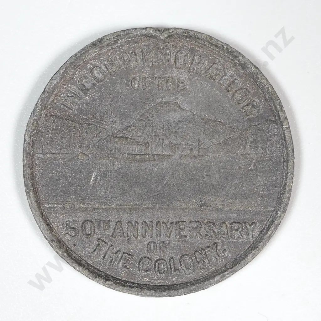 1890 New Zealand 50th Anniversary Lead Medal: Morel 1890/6 Image 1++