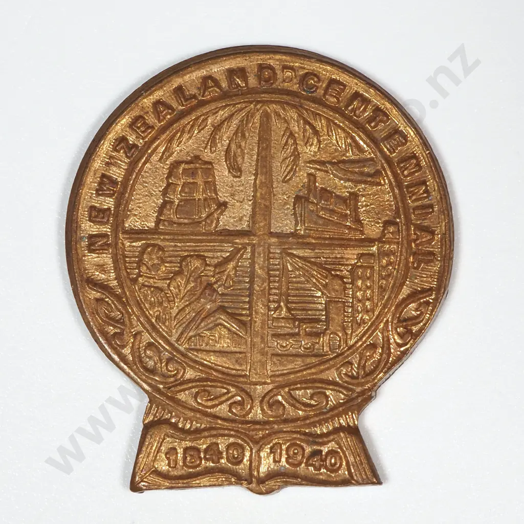 1940 New Zealand Centennial Gilt Metal Medal: Morel 1940/4 Image 1++