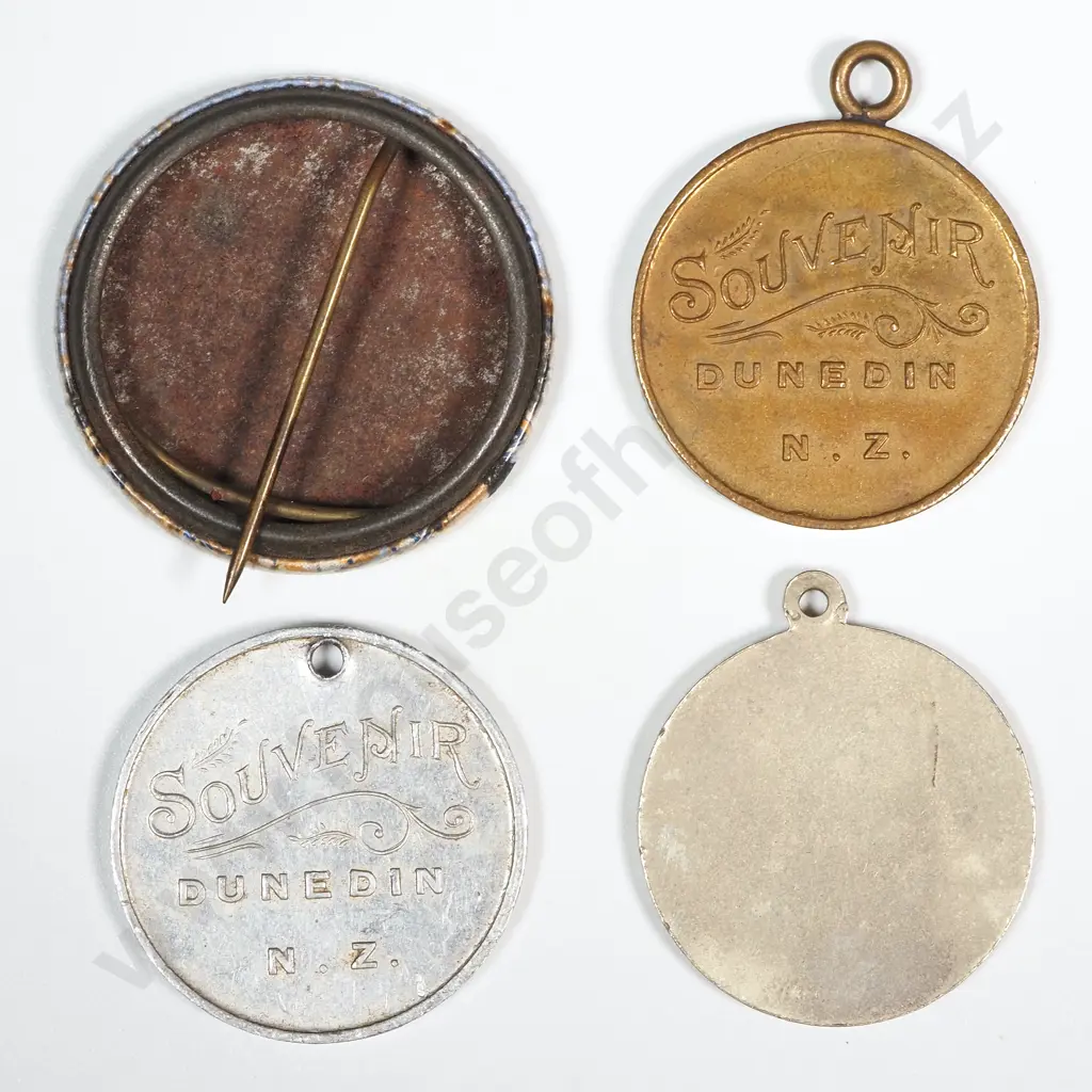 Four 1925-26 New Zealand Dunedin Exhibition Medals + Badge Image 1++