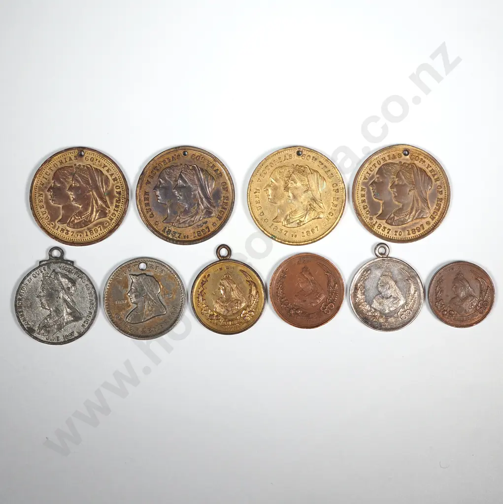 Ten 1897 New Zealand Queen Victorias Diamond Jubilee Medals Image 1++