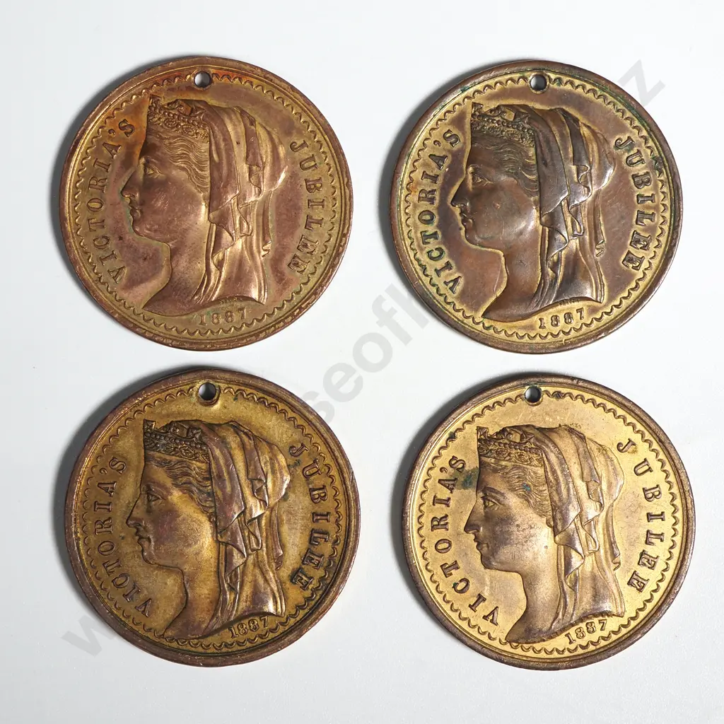 Four 1897 New Zealand Queen Victoria Diamond Jubilee Medals Image 1++